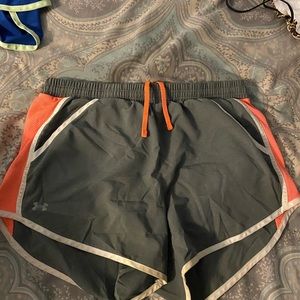 Orange and gray running shorts !